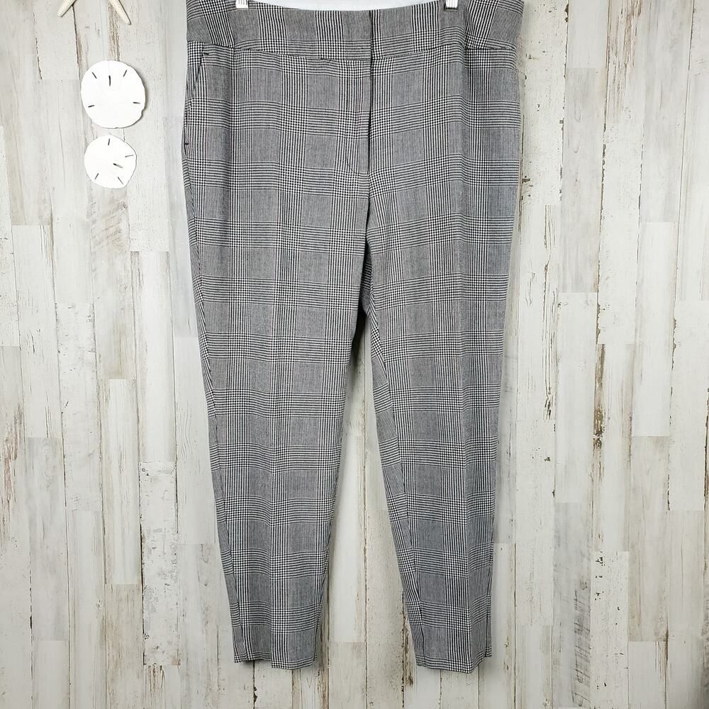 Jessica London Plaid Trouser Pants Black Red Size 14